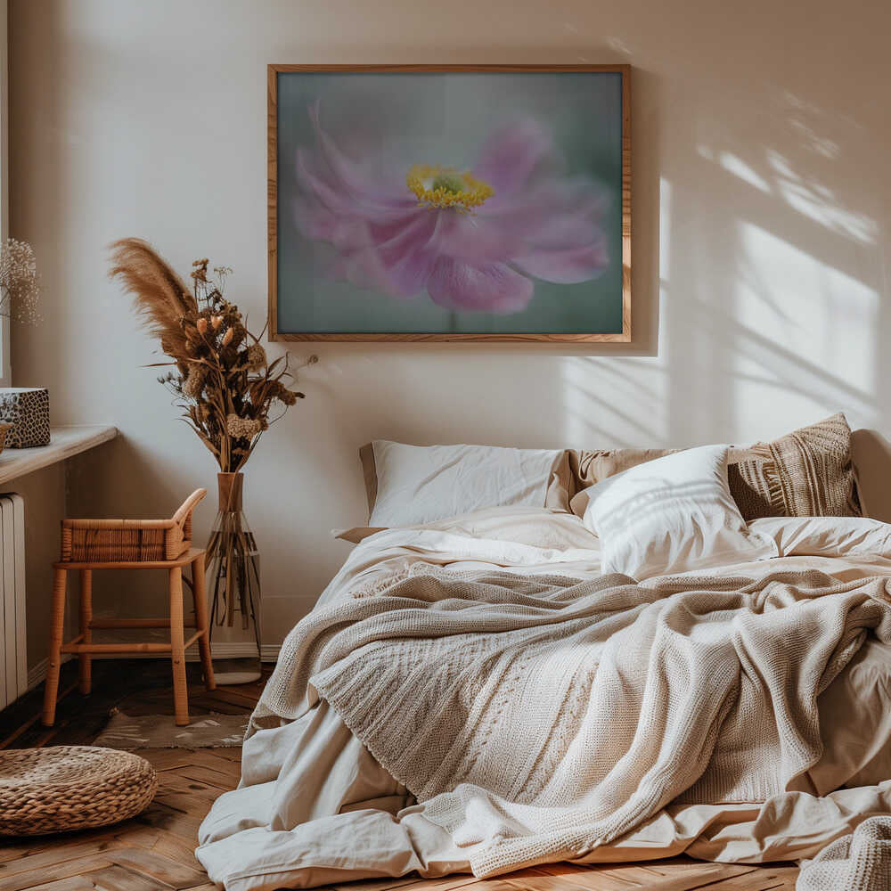 Dreamy Pink Flower - Floral Photographic Stretched Canvas Poster or Fine Art Print
