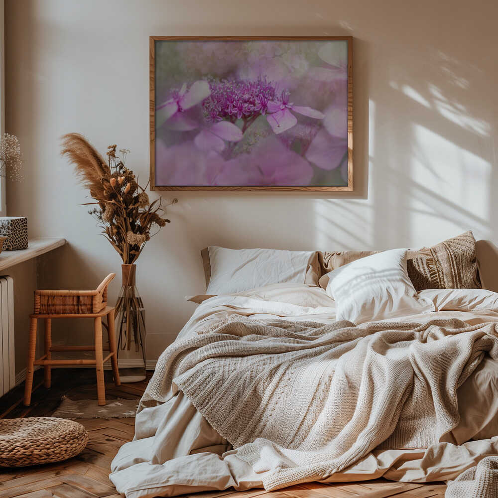Dreamy Pink Flowers - Floral Photographic Stretched Canvas Poster or Fine Art Print