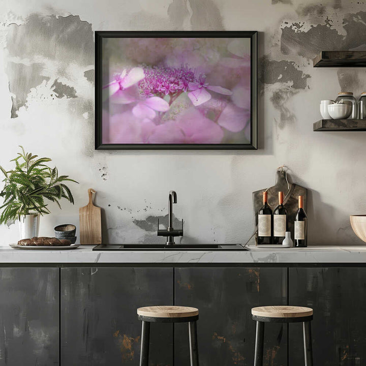 Dreamy Pink Flowers - Floral Photographic Stretched Canvas Poster or Fine Art Print