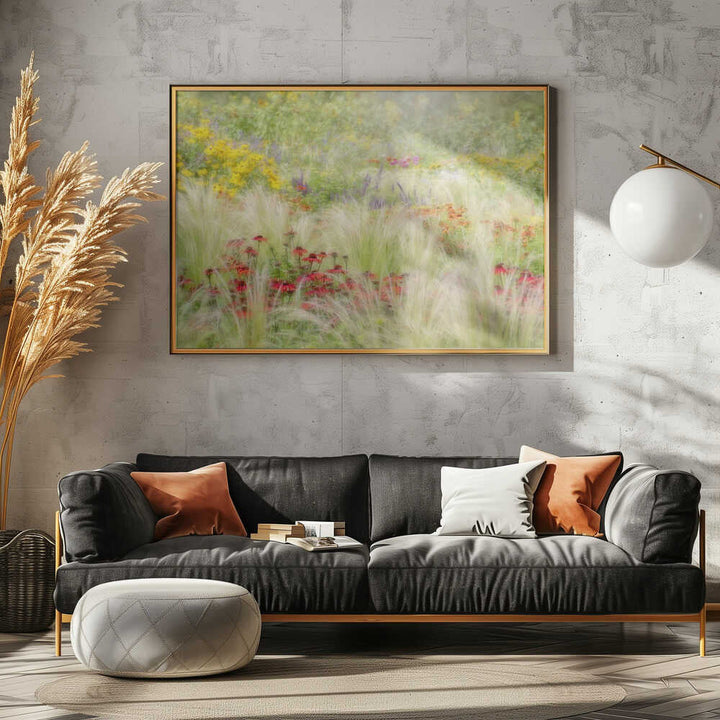 Dreamy Summer Meadow - Floral Photographic Stretched Canvas Poster or Fine Art Print