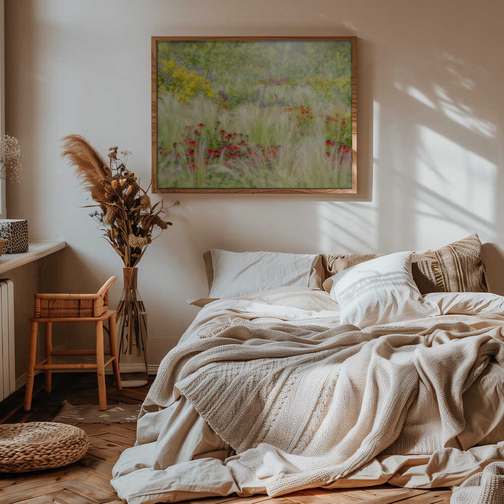 Dreamy Summer Meadow - Floral Photographic Stretched Canvas Poster or Fine Art Print