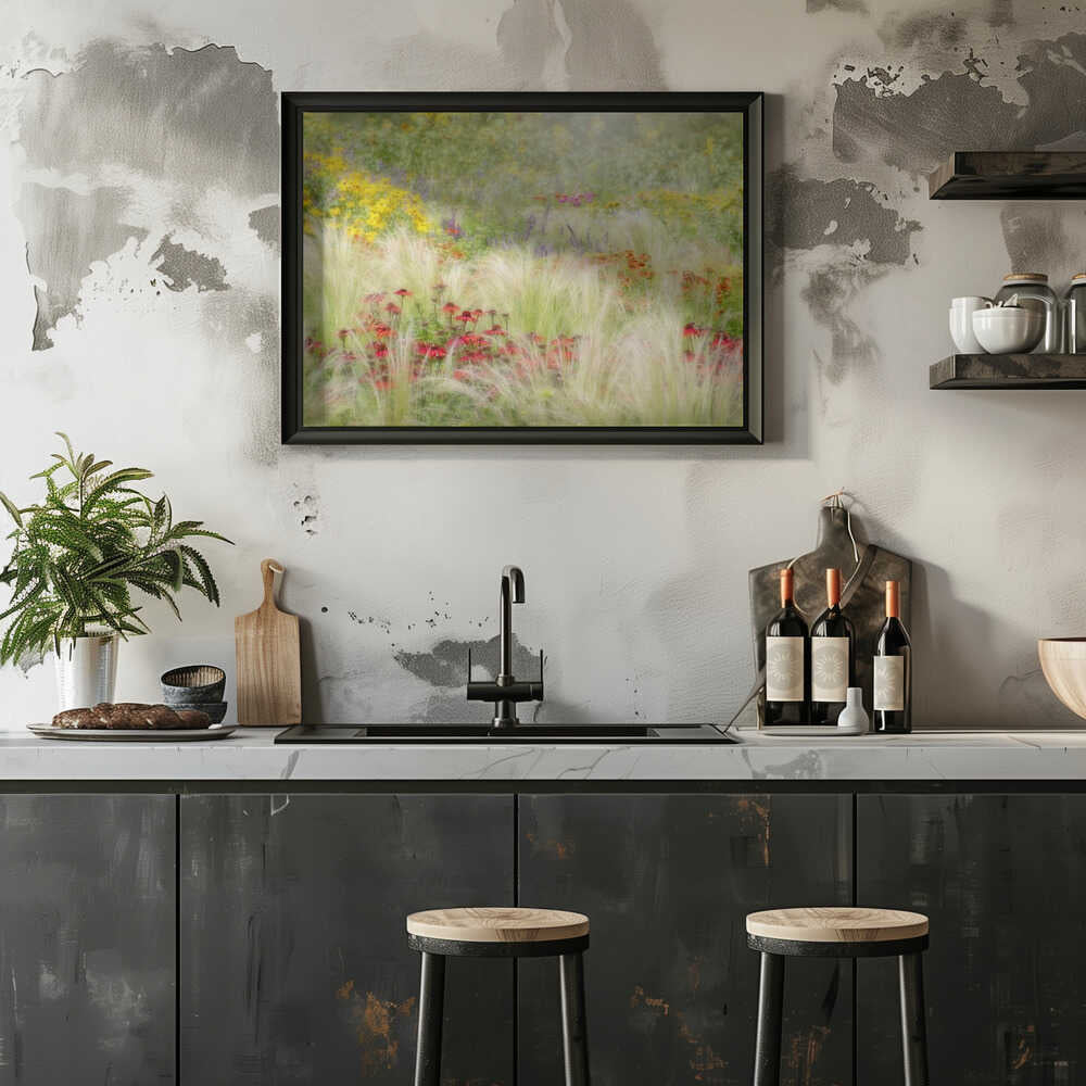 Dreamy Summer Meadow - Floral Photographic Stretched Canvas Poster or Fine Art Print