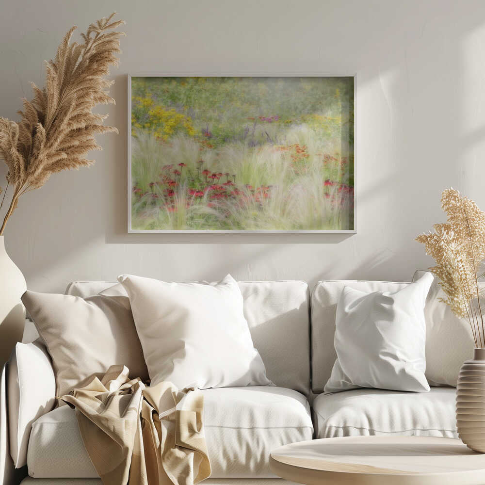 Dreamy Summer Meadow - Floral Photographic Stretched Canvas Poster or Fine Art Print