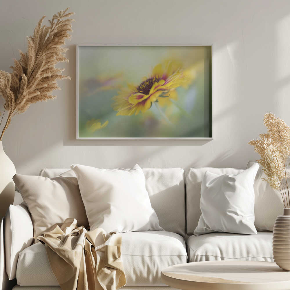 Dreamy Yellow Bloom - Floral Photographic Stretched Canvas Poster or Fine Art Print