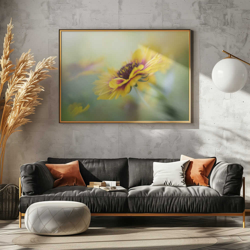 Dreamy Yellow Bloom - Floral Photographic Stretched Canvas Poster or Fine Art Print