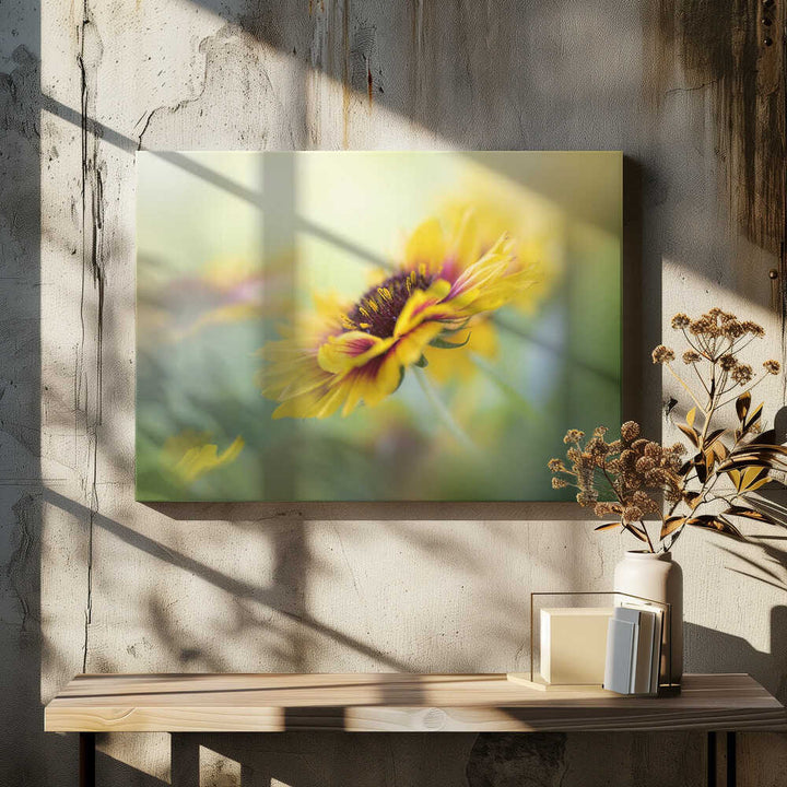 Dreamy Yellow Bloom - Floral Photographic Stretched Canvas Poster or Fine Art Print