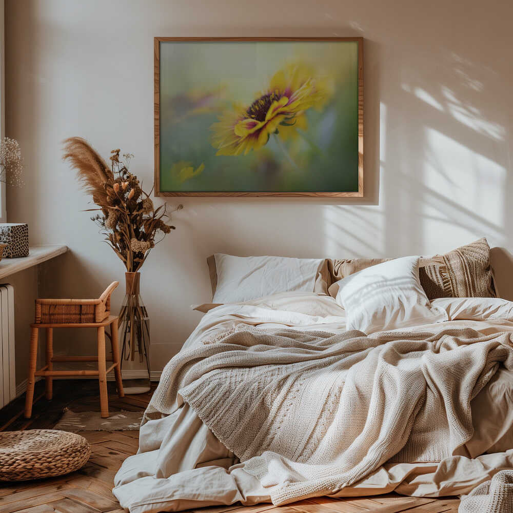 Dreamy Yellow Bloom - Floral Photographic Stretched Canvas Poster or Fine Art Print