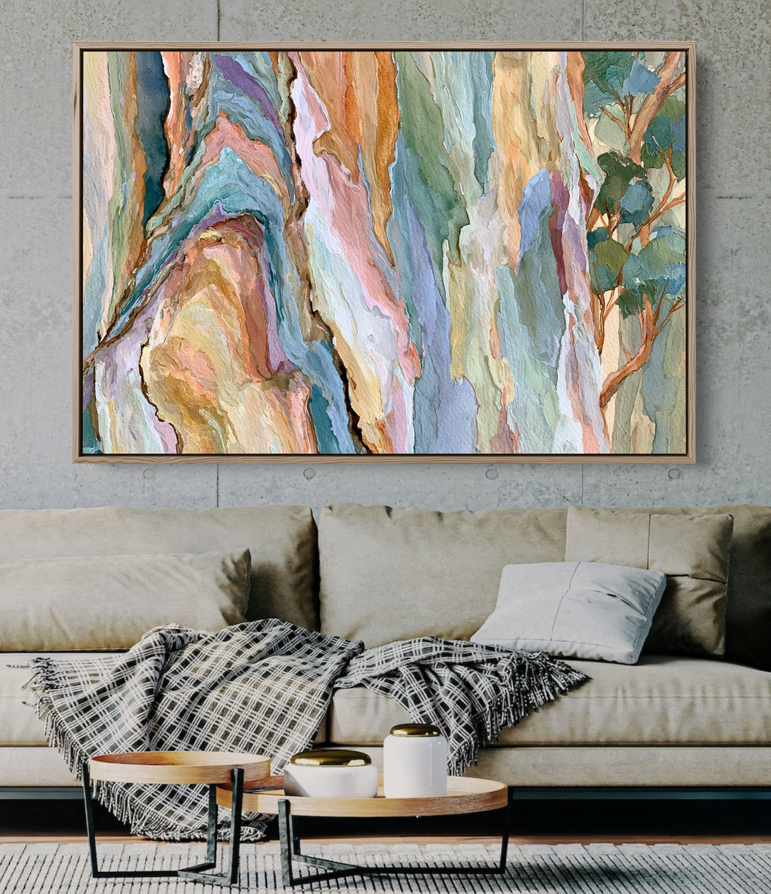 Dripping Soft Ochre II by IHeartStudio - Australian Eucalypt Bark Canvas Print