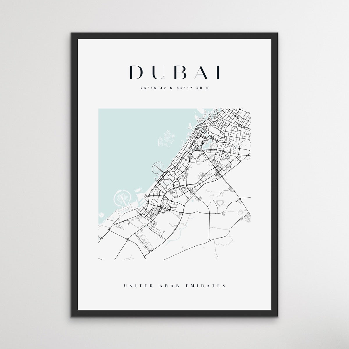 Dubai City Map - Square City Map Stretched Canvas or Wall Art Print - I Heart Wall Art - Poster Print, Canvas Print or Framed Art Print