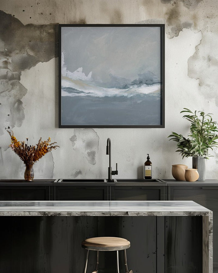 Dynamic Ocean Waves Under a Cloudy Sky - Square Stretched Canvas, Poster or Fine Art Print - I Heart Wall Art - Poster Print, Canvas Print or Framed Art Print