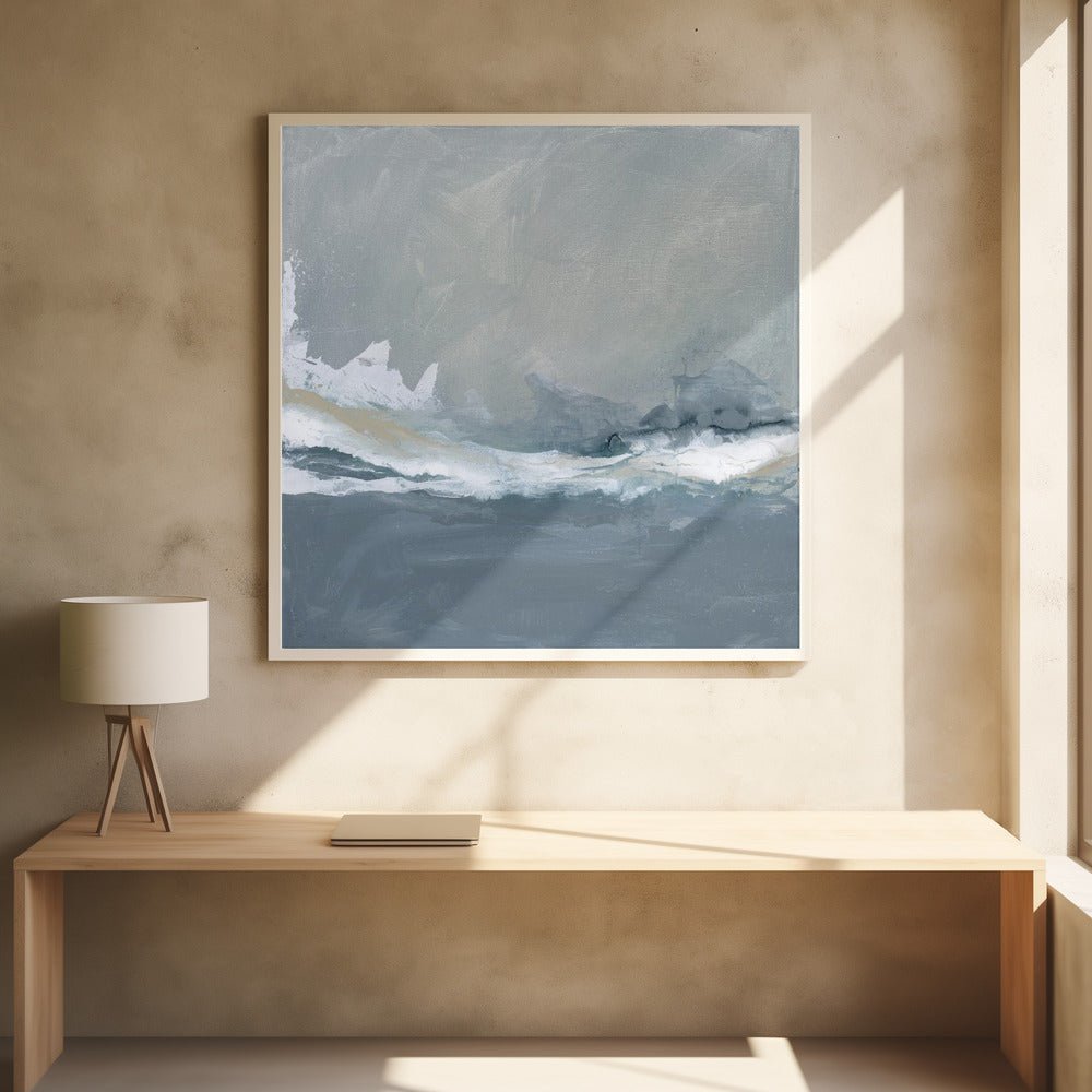 Dynamic Ocean Waves Under a Cloudy Sky - Square Stretched Canvas, Poster or Fine Art Print - I Heart Wall Art - Poster Print, Canvas Print or Framed Art Print