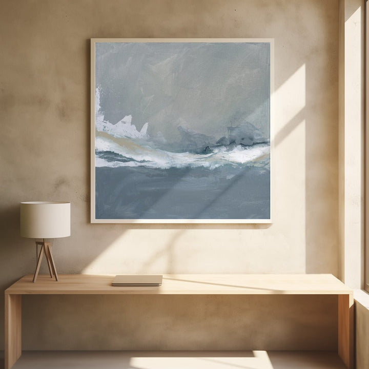 Dynamic Ocean Waves Under a Cloudy Sky - Square Stretched Canvas, Poster or Fine Art Print - I Heart Wall Art - Poster Print, Canvas Print or Framed Art Print