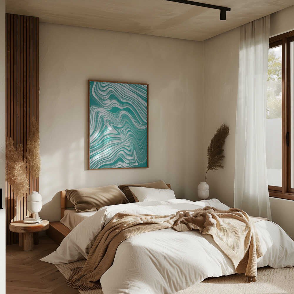 Dynamic Teal Flow - Stretched Canvas, Poster or Fine Art Print - I Heart Wall Art - Poster Print, Canvas Print or Framed Art Print