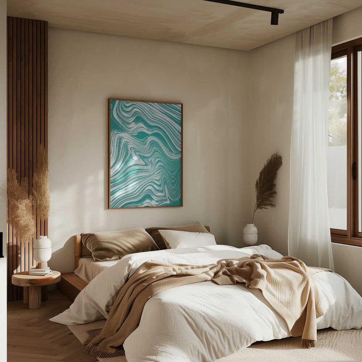 Dynamic Teal Flow - Stretched Canvas, Poster or Fine Art Print - I Heart Wall Art - Poster Print, Canvas Print or Framed Art Print
