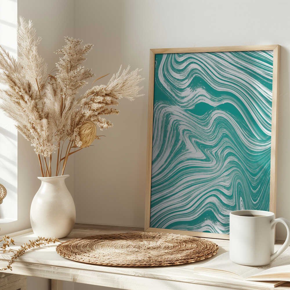 Dynamic Teal Flow - Stretched Canvas, Poster or Fine Art Print - I Heart Wall Art - Poster Print, Canvas Print or Framed Art Print