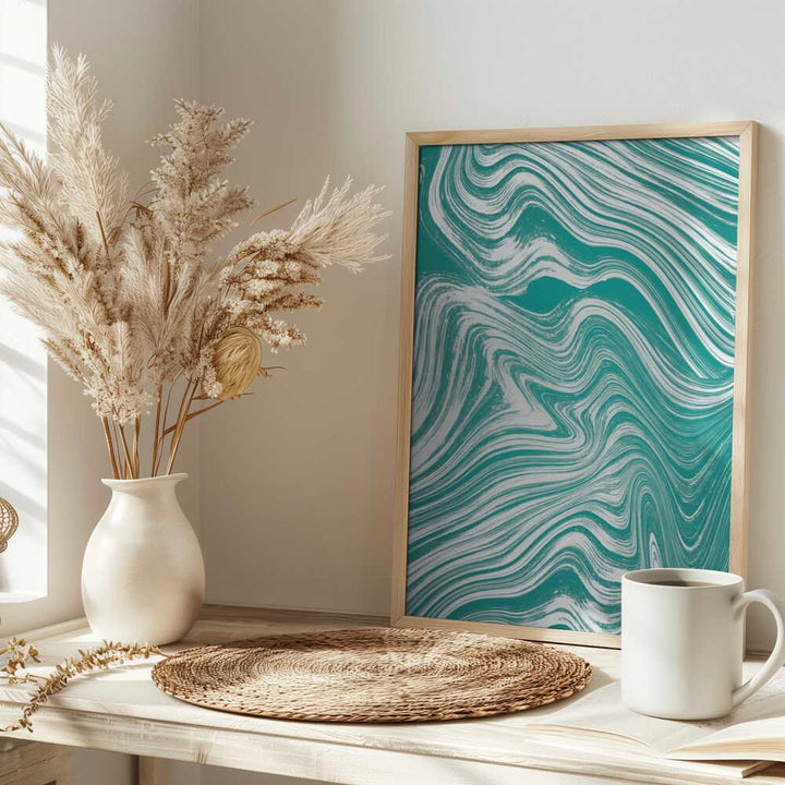 Dynamic Teal Flow - Stretched Canvas, Poster or Fine Art Print - I Heart Wall Art - Poster Print, Canvas Print or Framed Art Print