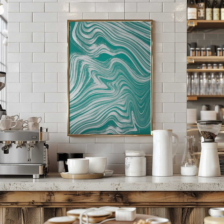 Dynamic Teal Flow - Stretched Canvas, Poster or Fine Art Print - I Heart Wall Art - Poster Print, Canvas Print or Framed Art Print