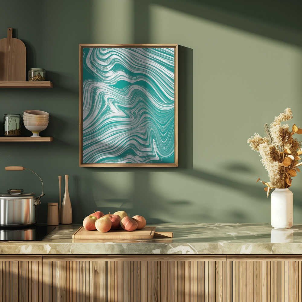 Dynamic Teal Flow - Stretched Canvas, Poster or Fine Art Print - I Heart Wall Art - Poster Print, Canvas Print or Framed Art Print