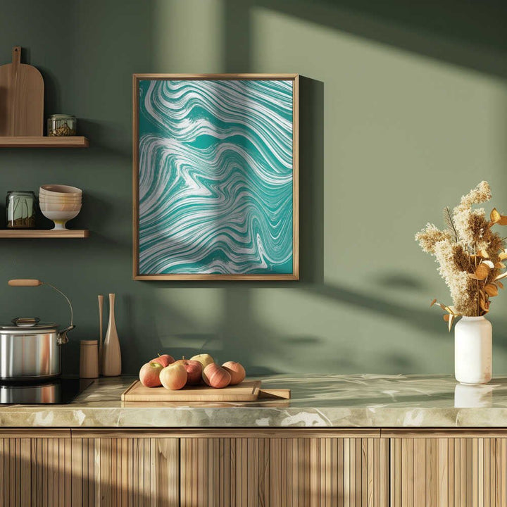 Dynamic Teal Flow - Stretched Canvas, Poster or Fine Art Print - I Heart Wall Art - Poster Print, Canvas Print or Framed Art Print