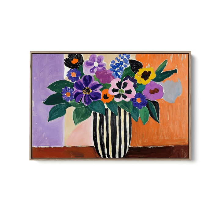 Eccentric Bouquet - Colourful Still Life Vase of Flowers, Stretched Canvas or Wall Art Print - I Heart Wall Art - Poster Print, Canvas Print or Framed Art Print