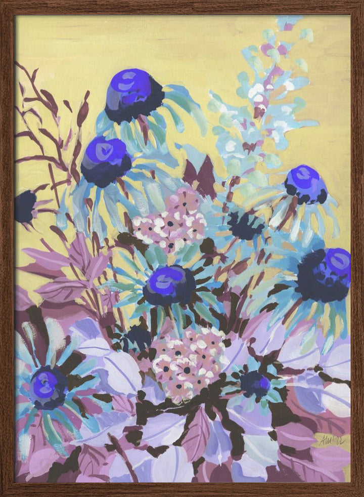 Echinacea Cobalt Blue - Stretched Canvas, Poster or Fine Art Print I Heart Wall Art