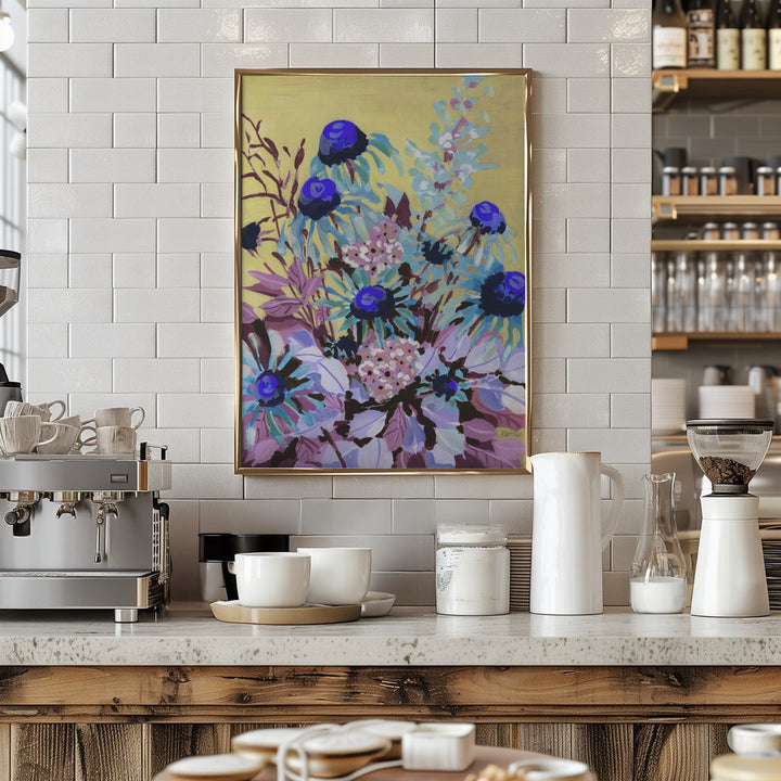 Echinacea Cobalt Blue - Stretched Canvas, Poster or Fine Art Print I Heart Wall Art