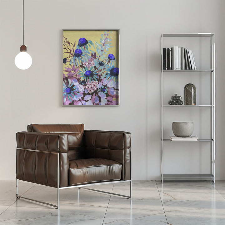 Echinacea Cobalt Blue - Stretched Canvas, Poster or Fine Art Print I Heart Wall Art