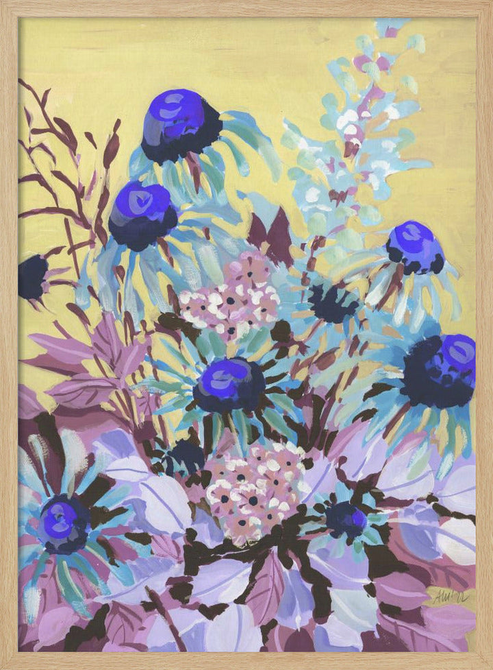 Echinacea Cobalt Blue - Stretched Canvas, Poster or Fine Art Print I Heart Wall Art