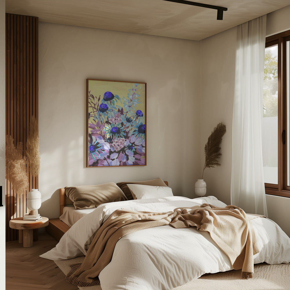 Echinacea Cobalt Blue - Stretched Canvas, Poster or Fine Art Print I Heart Wall Art