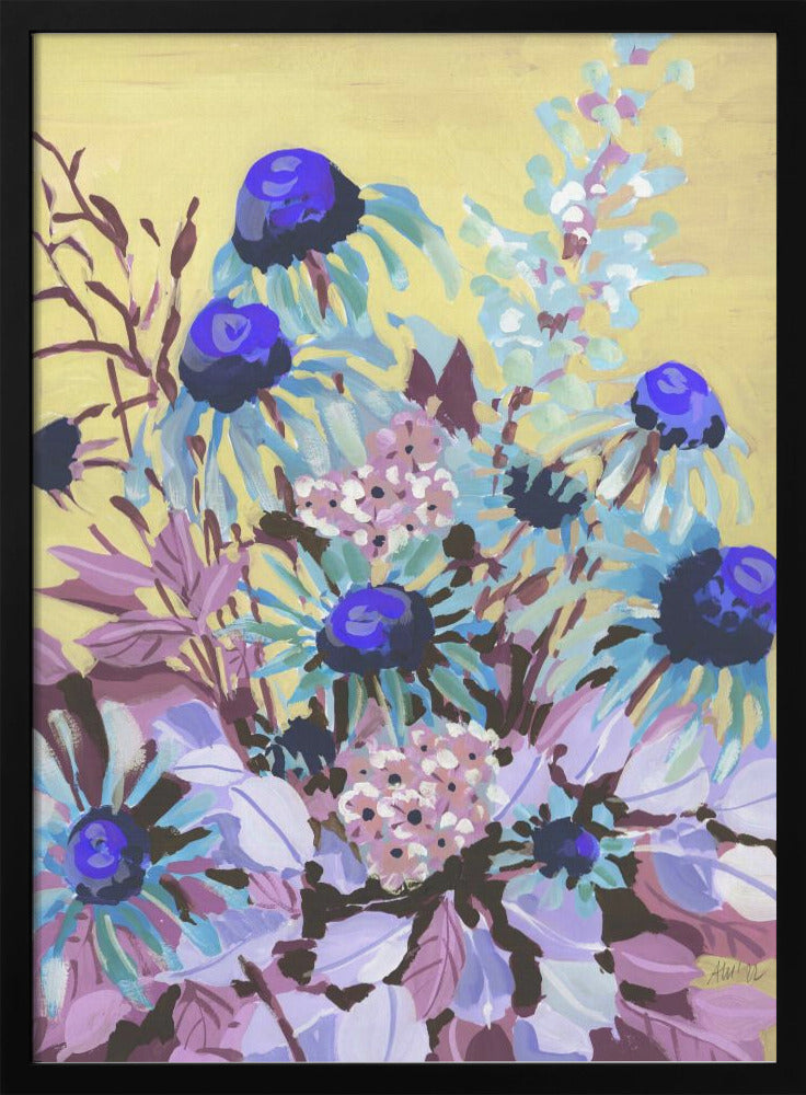 Echinacea Cobalt Blue - Stretched Canvas, Poster or Fine Art Print I Heart Wall Art