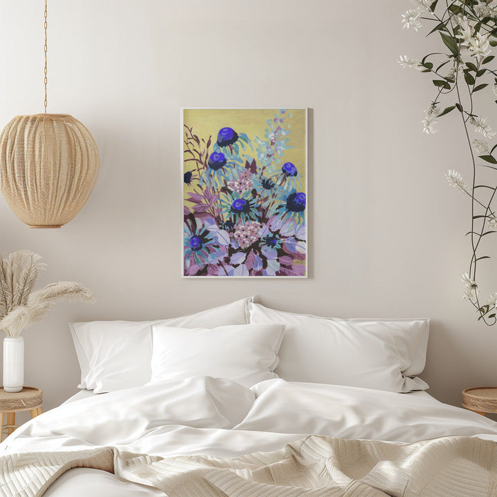 Echinacea Cobalt Blue - Stretched Canvas, Poster or Fine Art Print I Heart Wall Art
