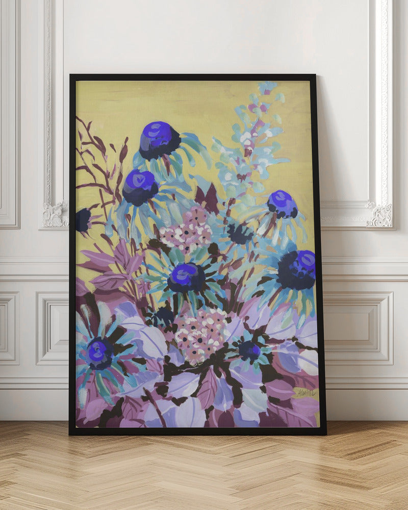Echinacea Cobalt Blue - Stretched Canvas, Poster or Fine Art Print I Heart Wall Art