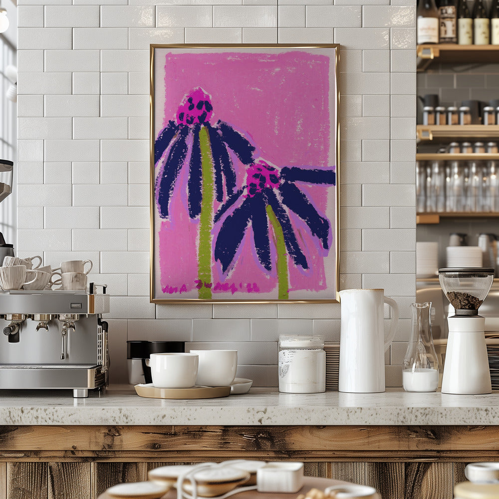 Echinacea   Pink - Stretched Canvas, Poster or Fine Art Print I Heart Wall Art