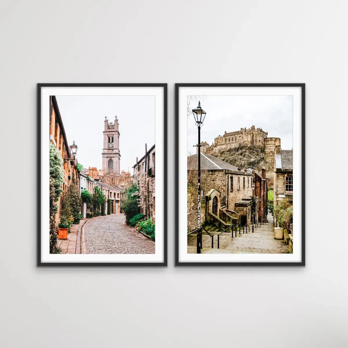 Edinburgh Streets - Two Piece Edinburgh Scotland Scenery Photographic Print Set Diptych - I Heart Wall Art