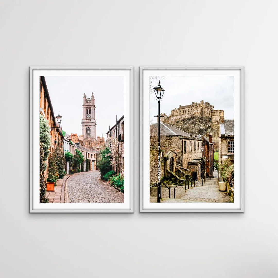 Edinburgh Streets - Two Piece Edinburgh Scotland Scenery Photographic Print Set Diptych - I Heart Wall Art