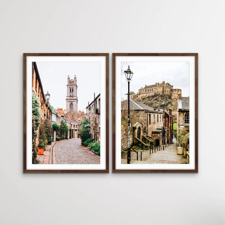 Edinburgh Streets - Two Piece Edinburgh Scotland Scenery Photographic Print Set Diptych - I Heart Wall Art