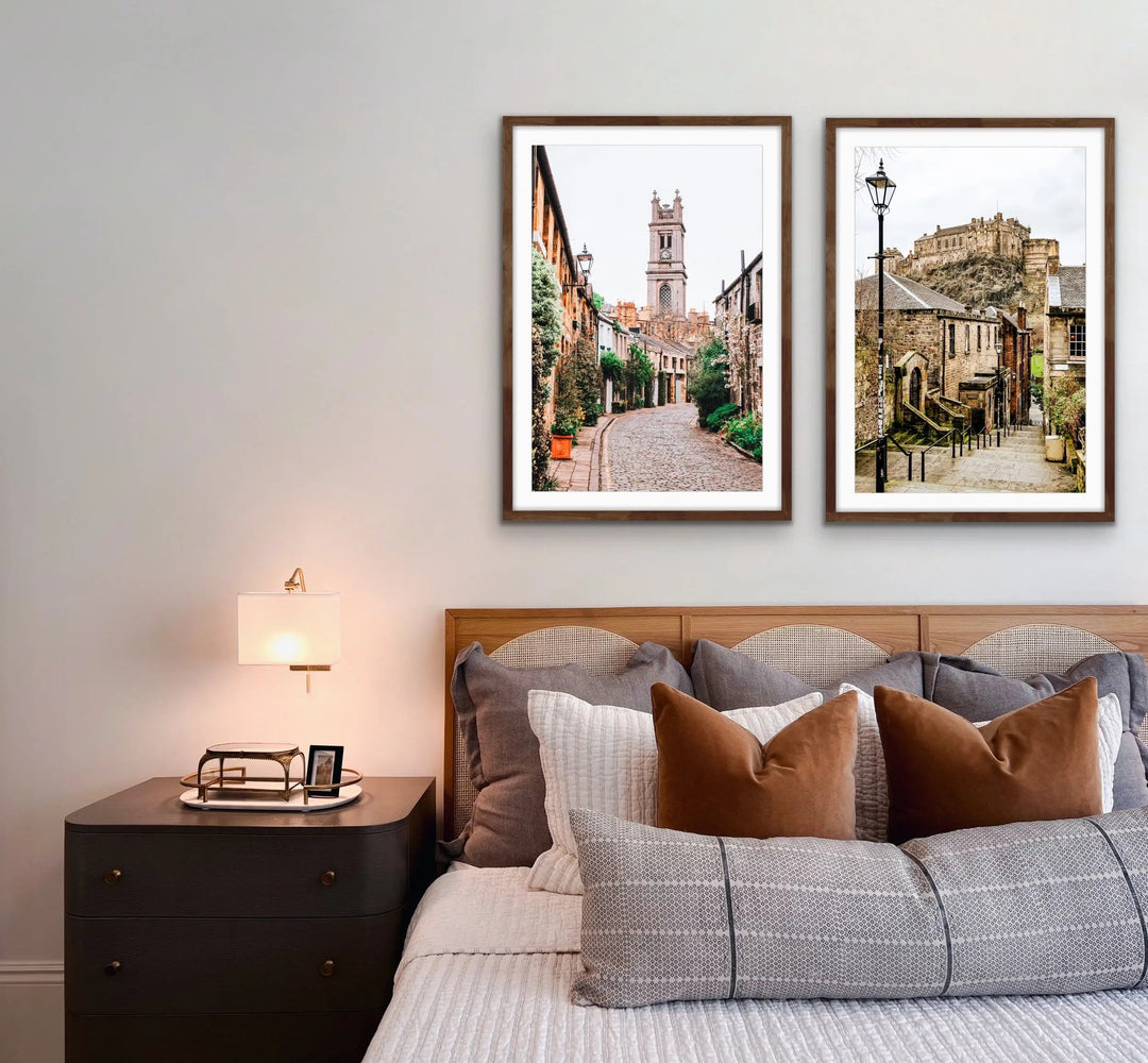 Edinburgh Streets - Two Piece Edinburgh Scotland Scenery Photographic Print Set Diptych - I Heart Wall Art