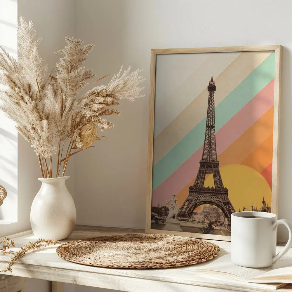 Eiffel Tower Rainbow - Stretched Canvas, Poster or Fine Art Print I Heart Wall Art