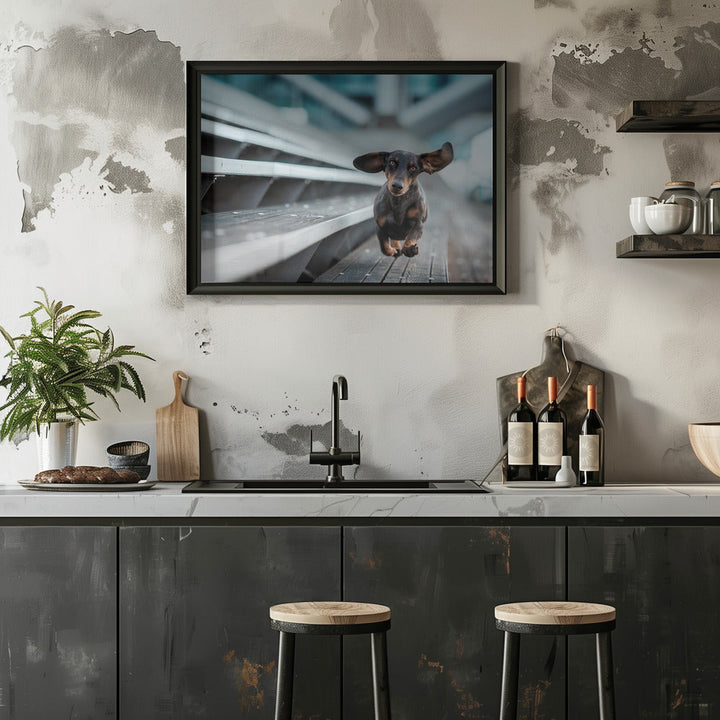 Ein kleiner Hund läuft durch die Welt.... - Stretched Canvas, Poster or Fine Art Print I Heart Wall Art