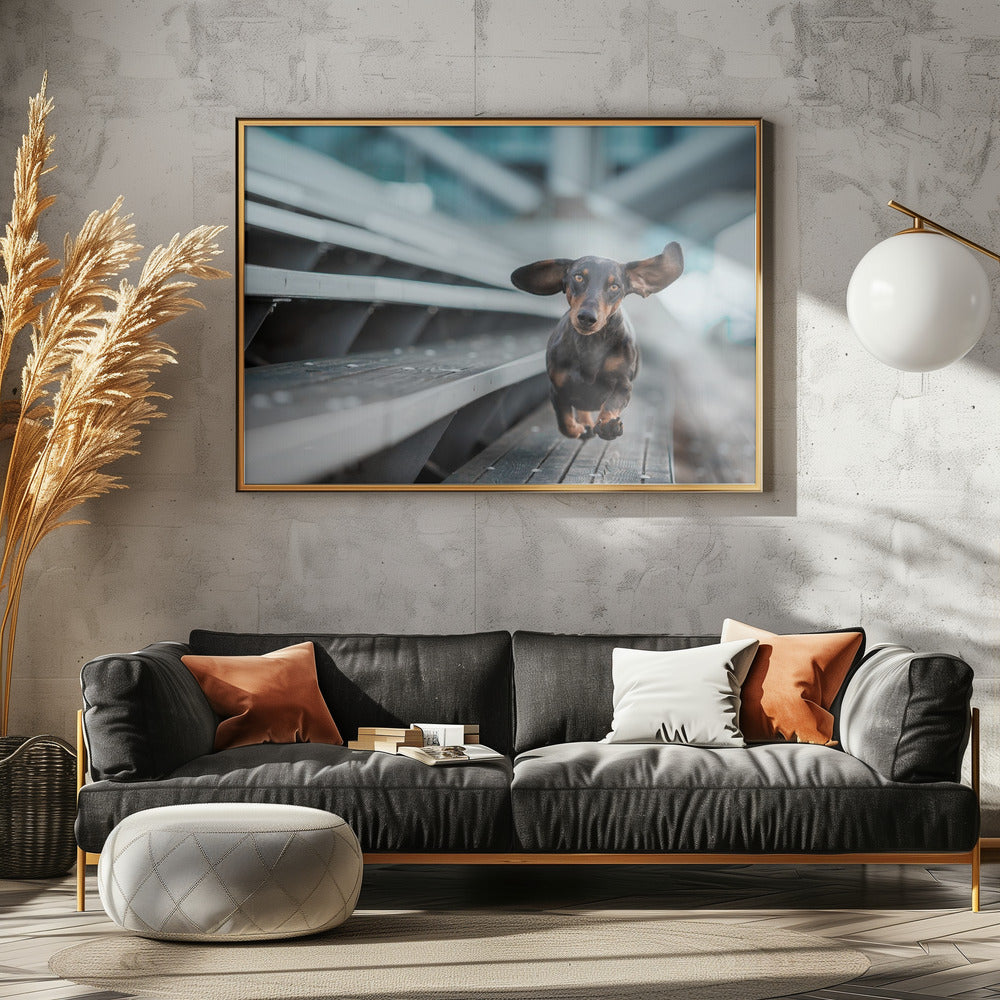 Ein kleiner Hund läuft durch die Welt.... - Stretched Canvas, Poster or Fine Art Print I Heart Wall Art