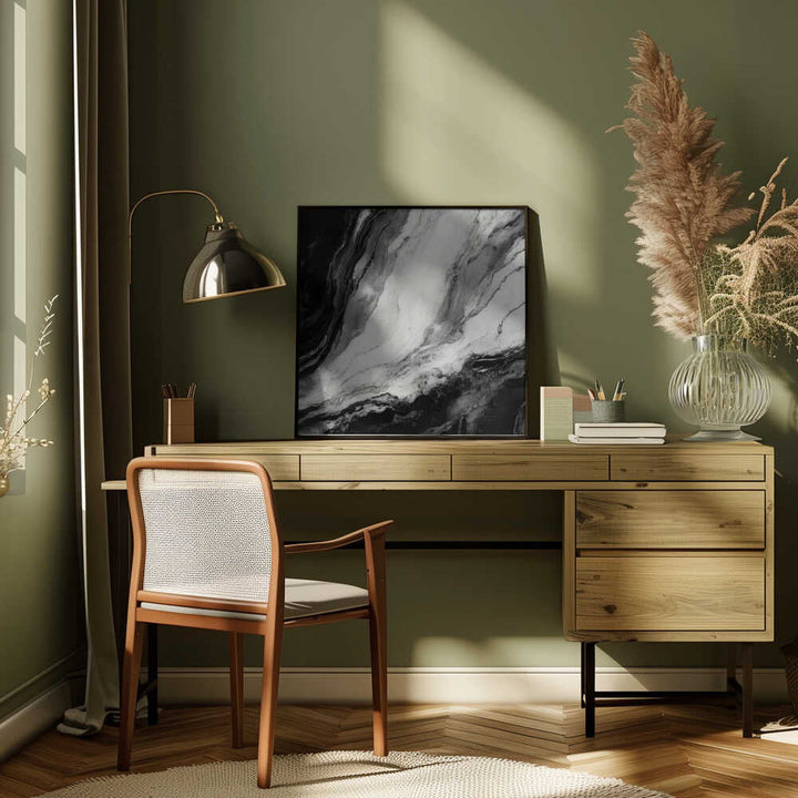 Elegant Black Marble - Square Stretched Canvas, Poster or Fine Art Print - I Heart Wall Art - Poster Print, Canvas Print or Framed Art Print