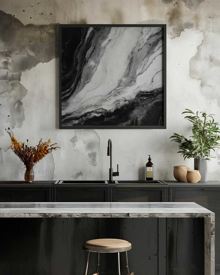 Elegant Black Marble - Square Stretched Canvas, Poster or Fine Art Print - I Heart Wall Art - Poster Print, Canvas Print or Framed Art Print
