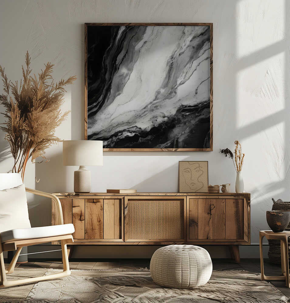 Elegant Black Marble - Square Stretched Canvas, Poster or Fine Art Print - I Heart Wall Art - Poster Print, Canvas Print or Framed Art Print