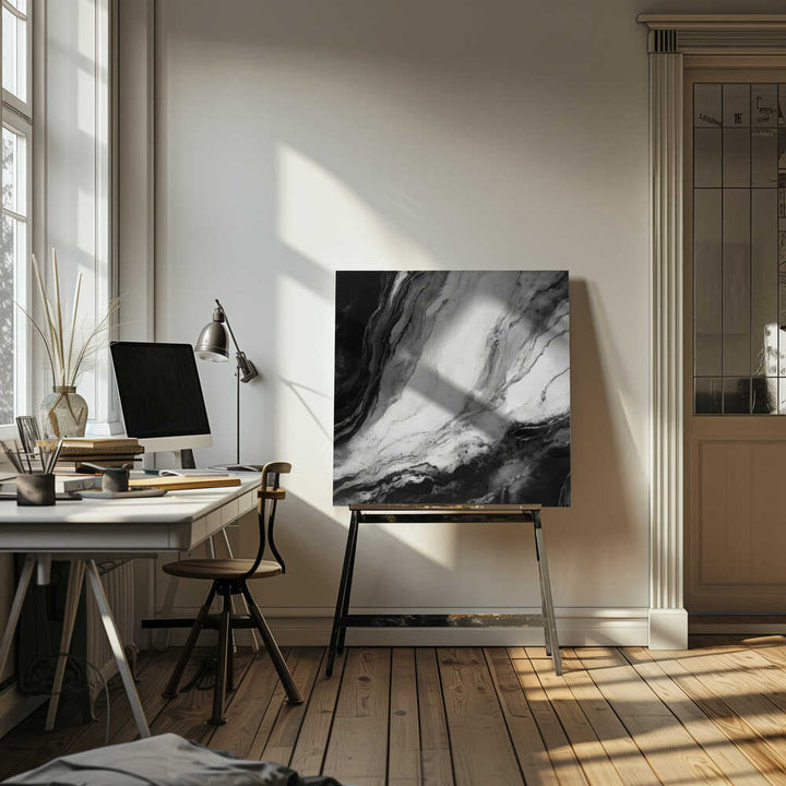 Elegant Black Marble - Square Stretched Canvas, Poster or Fine Art Print - I Heart Wall Art - Poster Print, Canvas Print or Framed Art Print