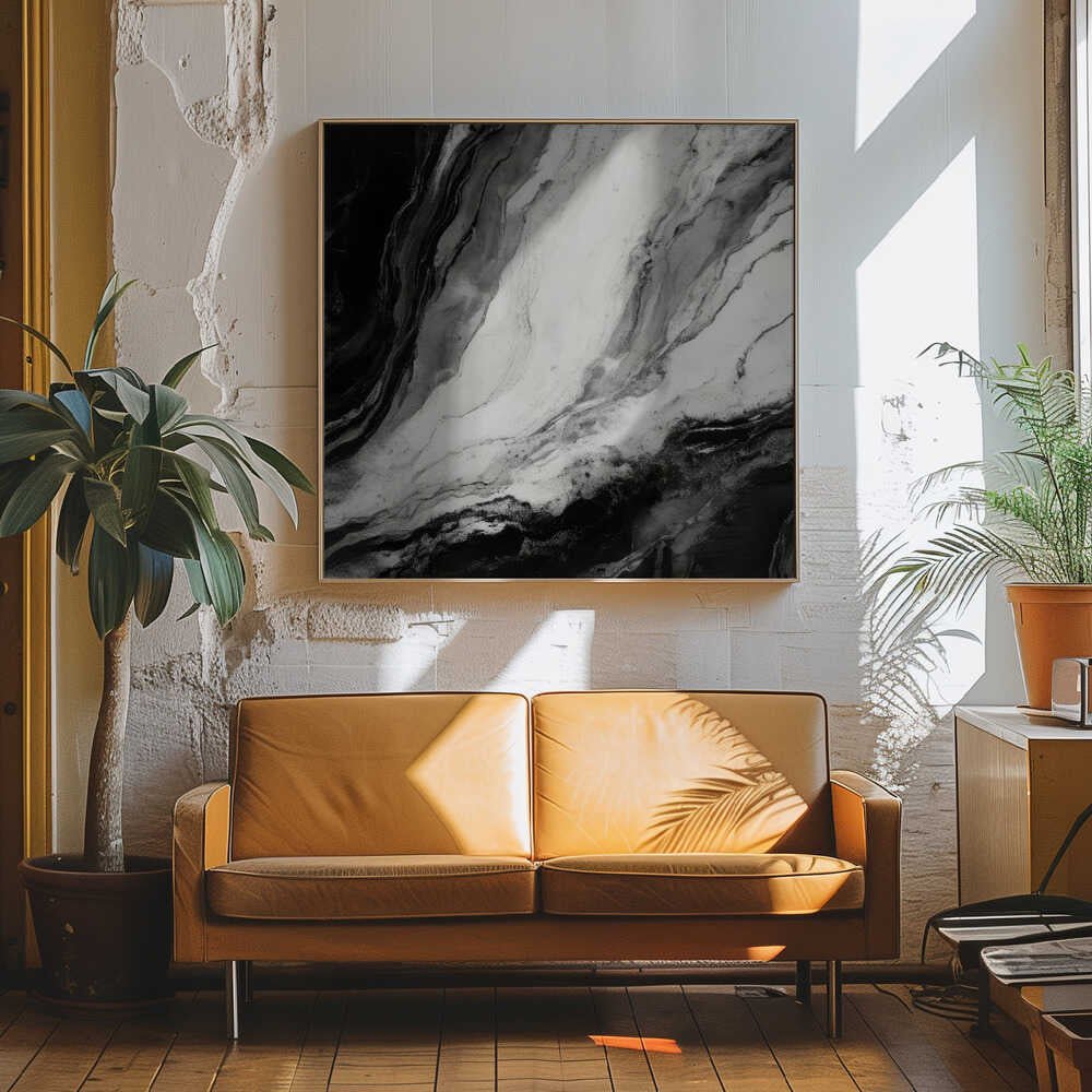 Elegant Black Marble - Square Stretched Canvas, Poster or Fine Art Print - I Heart Wall Art - Poster Print, Canvas Print or Framed Art Print