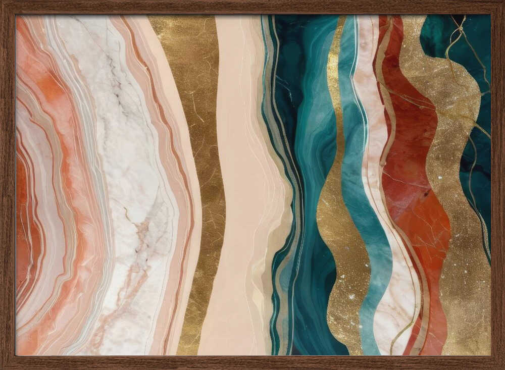 Elegant Golden Fluid Waves - Stretched Canvas, Poster or Fine Art Print - I Heart Wall Art - Poster Print, Canvas Print or Framed Art Print