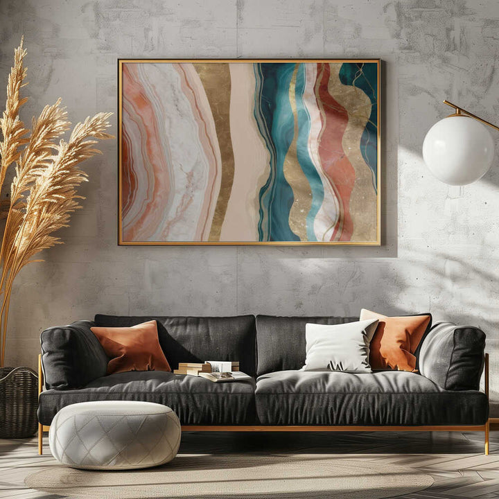 Elegant Golden Fluid Waves - Stretched Canvas, Poster or Fine Art Print - I Heart Wall Art - Poster Print, Canvas Print or Framed Art Print