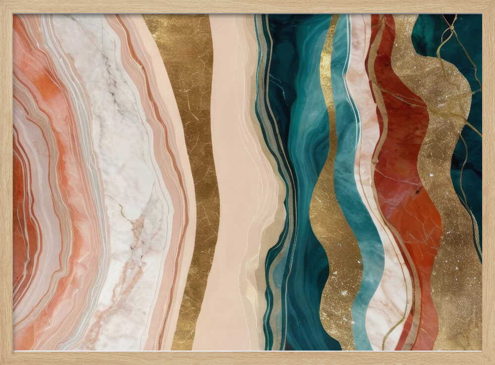 Elegant Golden Fluid Waves - Stretched Canvas, Poster or Fine Art Print - I Heart Wall Art - Poster Print, Canvas Print or Framed Art Print