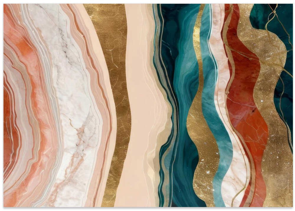 Elegant Golden Fluid Waves - Stretched Canvas, Poster or Fine Art Print - I Heart Wall Art - Poster Print, Canvas Print or Framed Art Print