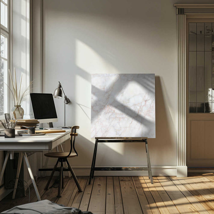 Elegant White Marble Texture - Square Stretched Canvas, Poster or Fine Art Print - I Heart Wall Art - Poster Print, Canvas Print or Framed Art Print